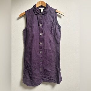J Jill linen purple button down dress